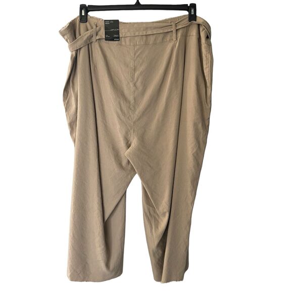 INC International Concepts SZ 28W Wide Leg Crop Pants Hi-Rise Pockets Frayed Tan - Picture 3 of 8